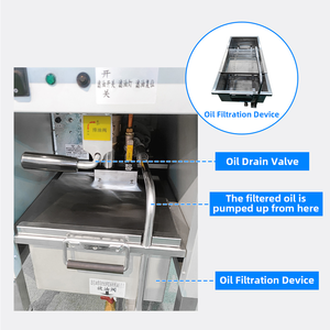 <span class=keywords><strong>Friteuse</strong></span> commerciale ouverte debout de tube plat du chauffage 28L avec le système de filtrage d'huile - Product Image 3