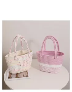 FSP140 New Style Casual Handbags For Women Cute Knitted Shoulder Bag Woolen Ladies Bucket Bag 2024 Travel Beach Woven Handbag Wo