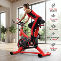 Bicicleta de Spinning Profesional para Gimnasio en Casa, Resistente, con Volante de Inercia de 4 Kg, Bicicleta de Ejercicio con Pantalla