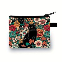 Monederos de mezclilla con diseño de animales de dibujos animados, bolsas de almacenamiento multiusos con cremallera