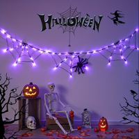 Guirlandes lumineuses en forme de toile d'araignée pour Halloween, lumières décoratives LED avec lumières orange, violettes et blanc chaud pour la décoration de fêtes en intérieur et en extérieur
