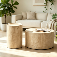 Ensemble de tables basses rondes modernes en gros, table centrale circulaire avec plateau en bois pour salon, appartement, petit espace