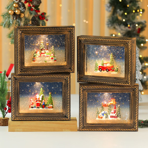 Décoration de Noël créative avec cadres photo interchangeables, boîte à musique lumineuse sur le thème de la neige, inspirée de la musique, parfaite pour - Product Image 1