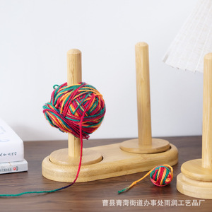 Soporte de Hilo de Madera de Bambú Nan de Eje Único para Escritorio, Organizador de Hilos - Product Image 2