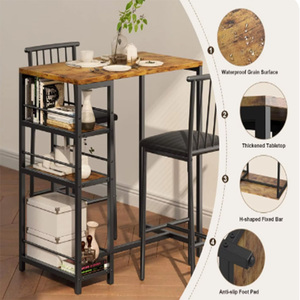 Tavolo da pranzo di alta qualità per 2 <span class=keywords><strong>con</strong></span> 2 sedie e una panca di stoccaggio piccolo tavolo da cucina <span class=keywords><strong>con</strong></span> portabottiglie - Product Image 3
