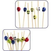 Piques à cocktail fantaisie pour apéritifs, couleurs assorties, en bambou, cure-dents tête de mort pour boissons, brochettes de 4,7 pouces