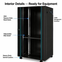 Armoire de serveur réseau 26U, coffret rack 19 pouces en acier laminé à froid, armoire de données murale intérieure, fabrication OEM en tôle