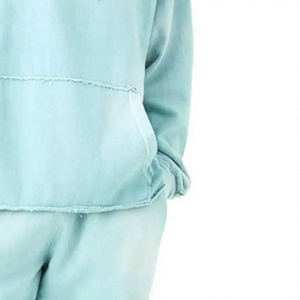 Survêtement unisexe bleu clair à capuche, coupe droite, couleur unie, décontracté, avec poches latérales, en coton respirant, pour l'hiver - Product Image 6
