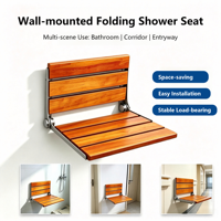 Siège de douche mural pliant en hêtre siège de douche rabattable médical tabouret de salle de bain pliable chaise assise
