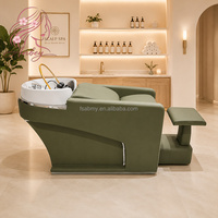 Fauteuil-lit de lavage moderne de luxe avec repose-pieds et circulation d'eau pour salon de coiffure et institut de beauté