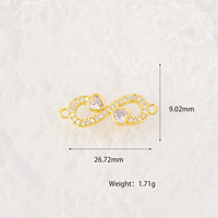 Connecteurs en zircon Infinity Bow plaqués or à double boucle pour la fabrication de bijoux DIY (bracelets, colliers)