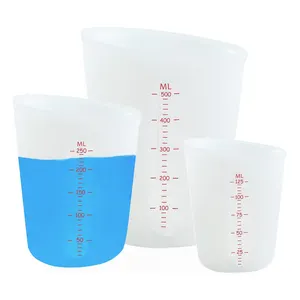 3 PCS Silicone Flexible Measuring Cups Set Silicone Measuring Cup with Marking Ounce/ML for Epoxy Resin Butter Chocolate Milk