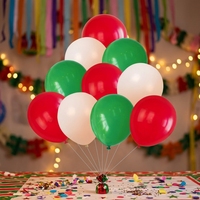 30 Ballons Décoratifs Ronds en Latex Durables, 12 Ballons de Football Rouges, Blancs et Verts, Édition Anniversaire pour Supporters d'Équipe