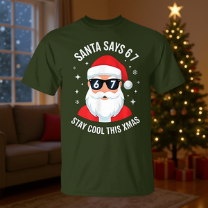 Santa 67 Stay Cool Xmas T-Shirt Camiseta navideña para hombre, ropa informal - Product Image 3