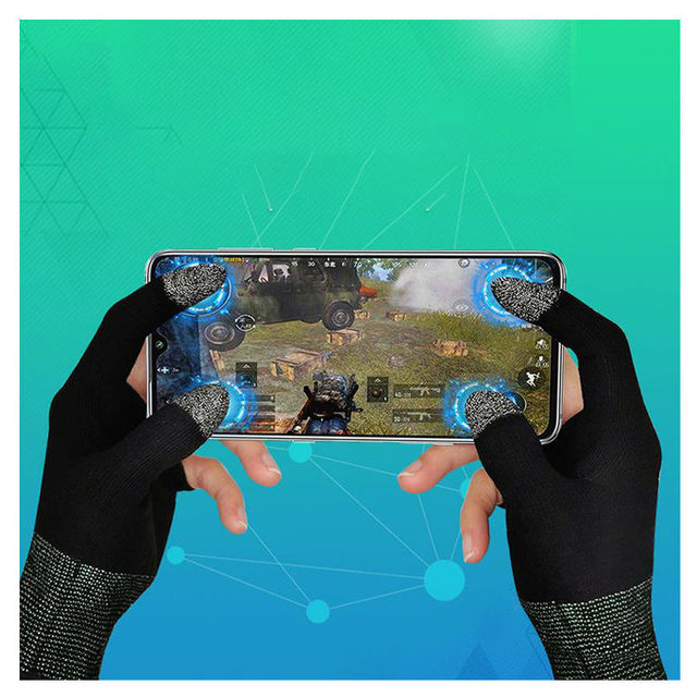 Silver Fiber Nylon Gaming Gloves Thumb Controller Anti-Slip Touch Screen Breathable Anti-Static Anti-Heat PUBG Hand Play