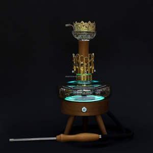 <span class=keywords><strong>Chicha</strong></span> Soucoupe Volante en Bois Massif avec Interrupteur Tactile, Lumière LED Technique, Atmosphère Métallique, Narguilé, en Stock - Product Image 1