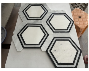 Mosaico de mármol blanco y negro <span class=keywords><strong>Tavera</strong></span>, azulejos de mármol para pisos, mosaicos de pared de mármol de cocina - Product Image 4