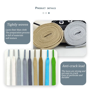 Lacets plats de qualité tissés à la main <span class=keywords><strong>130</strong></span>*8mm lacets de chaussures en corde de coton couleur unie cordes normales lacets de chaussures - Product Image 5