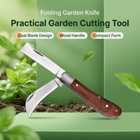 Couteau de greffage manuel durable en acier inoxydable avec manche en bois pour accessoires de jardinage, personnalisable OEM