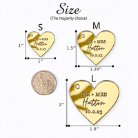 Étiquettes en acrylique personnalisées en forme de cœur avec trous, lettrage de nom pour baby shower, mariage, anniversaire, cadeau pour invités, décoration de la maison