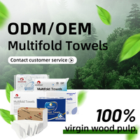 Mouchoirs en papier absorbants jetables Essuie-mains à plis multiples Pâte de bois vierge matelassée 2 plis 200 feuilles de papier essuie-mains en tissu