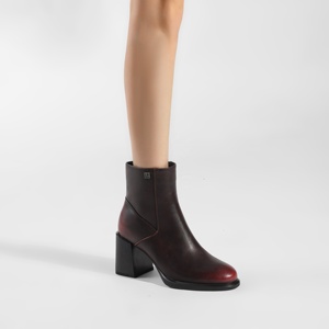 <span class=keywords><strong>Bottines</strong></span> <span class=keywords><strong>Chelsea</strong></span> pour femmes Moncheer, dégradé bordeaux, style coréen rétro, fermeture éclair, talon épais, mode automne/hiver - Product Image 6