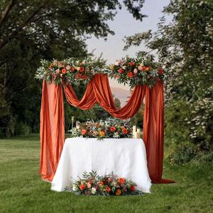 <strong>Sunset</strong> Color Large Floral Swag Set for Rectangle Head Table Assorted Floral Centerpiece Set Artificial <strong>Flower</strong> for Wedding - Product Image 1