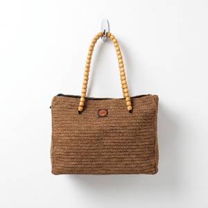 Bolsa de Mano Casual de Yute Tejida a Mano con Cierre de Cremallera y Dos Asas para el Trabajo, la Escuela, Compras y el Supermercado - Product Image 3