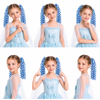 Extensions de cheveux bouclées colorées pour enfants, perruque queue de cheval pour filles, décoration de cheveux pour fête