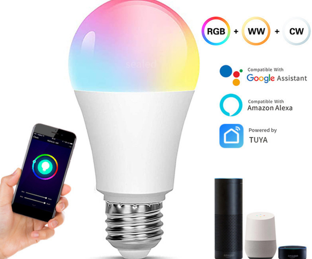 Good Bu;b Tuya WiFi RGBCW Dimmable Smart Bulb Compatible with Alexa Voice Control, Color-Changing LED BUlb Light