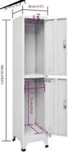 Armario Metálico con 2 Compartimentos con Cerradura, 38x45x180 cm, Almacenamiento Seguro para Gimnasio, Oficina, Vestuarios, Barra para Colgar, Porta Etiquetas - Product Image 3