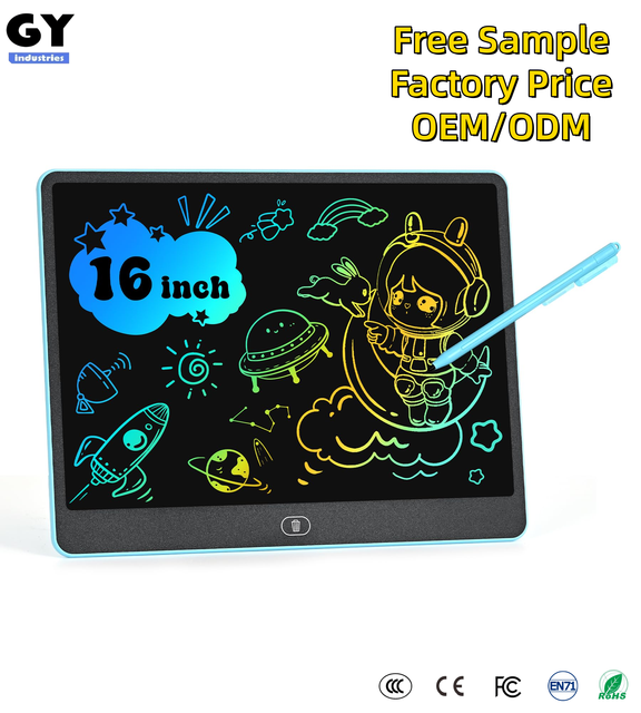 LCD Electronic Writing Pad 16 Inch Kids Educational Drawing Tablet with Memo Pads Style Battery Included