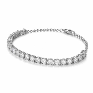 Chaîne de poignet tennis intemporelle à quatre griffes avec diamant de laboratoire et pierre unique de 0,5 ct incrustée - Product Image 1