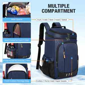 Large Soft Cooler Bag <b>Insulated</b> <b>Lunch</b> <b>Box</b> Backpack with Zippered Dispensing Lid Outdoor for Campus Girl Thermal Food Solar Panel - Product Image 3
