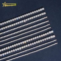 Chaîne Tennis en Moissanite Certifiée GRA en Acier Inoxydable de Haute Qualité Hip Hop 3mm 4mm 5mm, Testée au Diamant