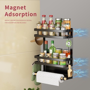 3 Tier bếp nam châm lưu trữ Kệ tủ lạnh Tủ lạnh Organizer Magnetic gia vị giá với Khăn Giấy Chủ - Product Image 5