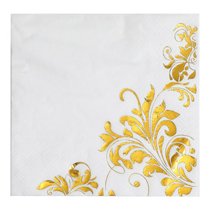 Servilletas personalizables de tres capas, papel cuadrado blanco con estampado dorado, perfectas para fiestas, hoteles de alta gama, restaurantes, y - Product Image 5