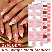 Enveloppes d'ongles en gel semi-durci personnalisées OEM ODM, rose French Manucure, motif étoile blanche brillante, haute flexibilité, non toxiques, pour l'art des ongles en salon
