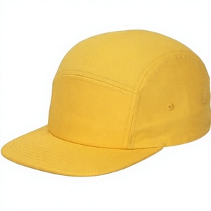 Daizha Sports Yellow 5-Panel Baseball <b>Cap</b> Unisex Solid Color Fitted Flat Brim Casual for Adults Spring <b>Summer</b> Wear 100% Cotton - Product Image 1