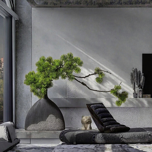 Vase en céramique nordique fait à la main, décoration moderne pour la maison et le bureau, pour mariage et salon, pour fleurs séchées - Product Image 3