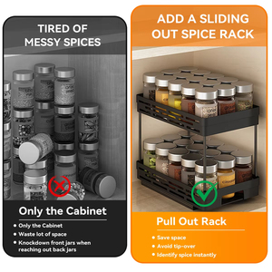 Organizador independiente de 3 niveles de acero inoxidable para encimera de cocina, almacenamiento de condimentos, soporte de almacenamiento para el hogar a prueba de óxido - Product Image 4