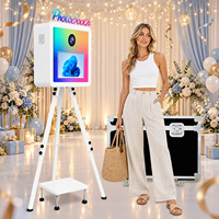 Photobooth avancé coloré avec trépied pour appareil photo reflex numérique, support d'imprimante, mini PC et cadre métallique pour machine à selfie