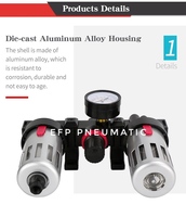 AIRTAC Unité FRL Pneumatique en Aluminium (Filtre, Régulateur, Lubrificateur) BC 3000-01 Raccords 0-10bar 0-60 1 An