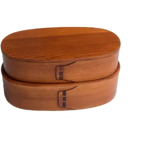 Высокое качество 2 слоя суши bento коробка ручной работы деревянный ланч бокс посуда