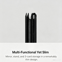 Porte-cartes magnétique et support de téléphone avec miroir, en cuir PU, portefeuille pliable avec béquille pour cartes de crédit, compatible avec les séries iPhone