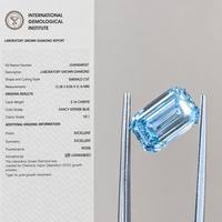 Diamante Sintético CVD Cultivado en Laboratorio, Corte Esmeralda, Azul Intenso, Certificado IGI, al por Mayor, para Joyería