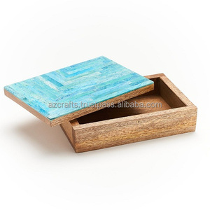 DECORATIVE WOODEN BONE INLAY JEWELRY <b>BOX</b> with CARTON PACKAGING - Product Image 3