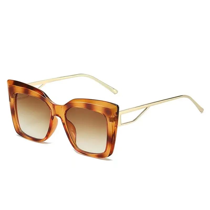 Retro Cat Eye Colorful Leopard Sunglasses Women Fashion Gradient Shades UV400 Men Square Punk Sun Glasses