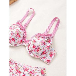 Conjunto de Bikini de 2 Piezas Estilo Simple y Dulce, Trajes de Baño Sexys para Mujer, Spandex/Poliéster de Secado Rápido, Sujetador Push-Up con Tirantes en V - Product Image 4