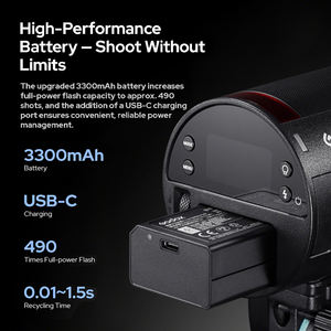 Flash de Fotografía <span class=keywords><strong>Godox</strong></span> AD100 Pro II de 100 Ws, 2.4G TTL, Flash Estroboscópico HSS de 1/8000, Flash de Bolsillo con Batería de Litio de 2600 mAh - Product Image 2